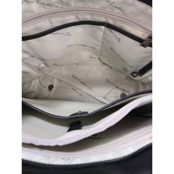 Glass Ladder & Co. Black Saffiano Tote Bag Croc Trim Laptop Pocket - Picture 10 of 12